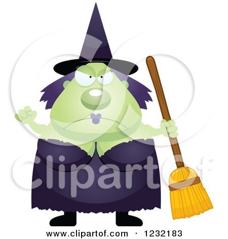 Clipart of a Mad Green Witch - Royalty Free Vector Illustration by Cory Thoman