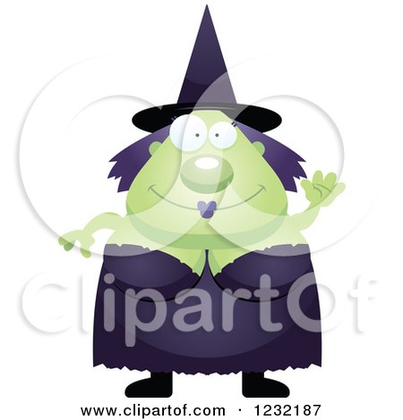 Clipart of a Friendly Waving Green Witch - Royalty Free Vector Illustration by Cory Thoman