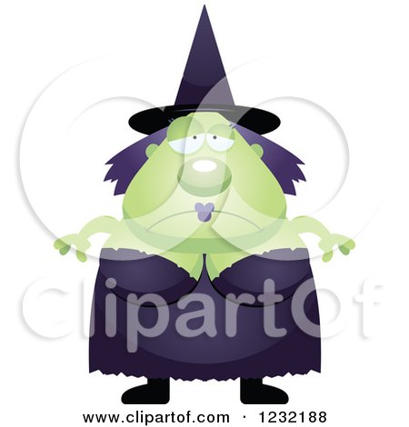 Clipart of a Depressed Green Witch - Royalty Free Vector Illustration by Cory Thoman