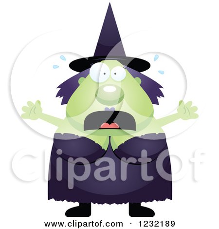 Clipart of a Scared Screaming Green Witch - Royalty Free Vector Illustration by Cory Thoman