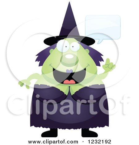 Clipart of a Happy Talking Green Witch - Royalty Free Vector Illustration by Cory Thoman