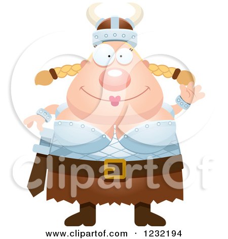 Clipart of a Friendly Waving Blond Viking Woman - Royalty Free Vector Illustration by Cory Thoman