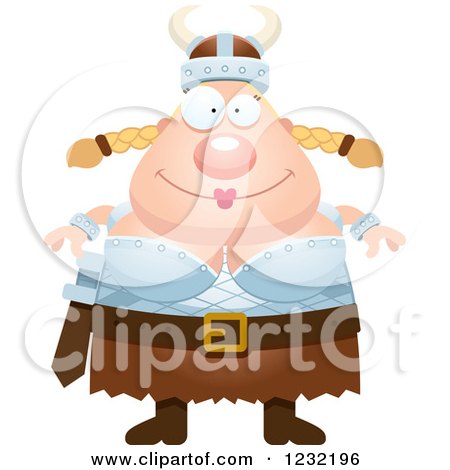 Clipart of a Happy Blond Viking Woman - Royalty Free Vector Illustration by Cory Thoman