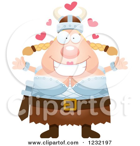 Clipart of a Loving Blond Viking Woman Wanting a Hug - Royalty Free Vector Illustration by Cory Thoman