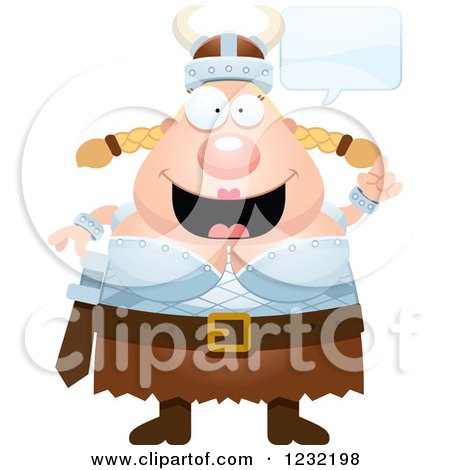 Clipart of a Happy Talking Blond Viking Woman - Royalty Free Vector Illustration by Cory Thoman