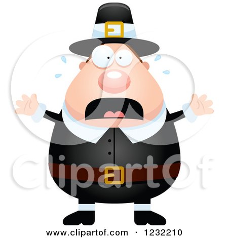 Clipart of a Scared Screaming Male Thanksgiving Pilgrim - Royalty Free Vector Illustration by Cory Thoman