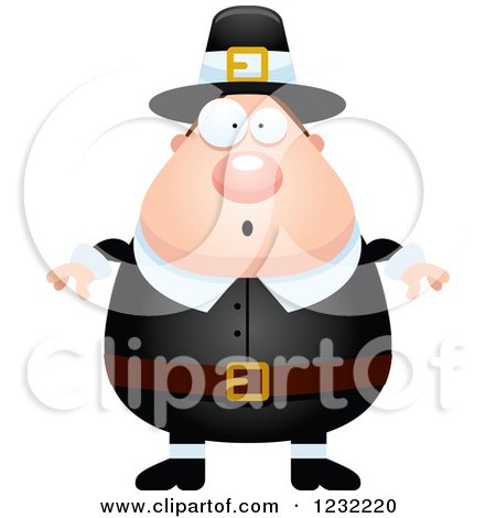 Clipart of a Surprised Gasping Male Thanksgiving Pilgrim - Royalty Free Vector Illustration by Cory Thoman