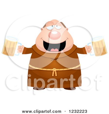 Clipart of a Drunk Monk with Beer - Royalty Free Vector Illustration by Cory Thoman