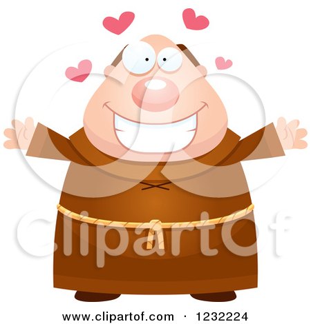 Clipart of a Loving Monk Wanting a Hug - Royalty Free Vector Illustration by Cory Thoman