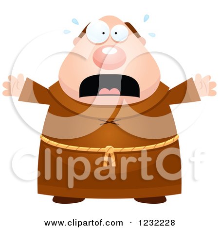Clipart of a Scared Screaming Monk - Royalty Free Vector Illustration by Cory Thoman