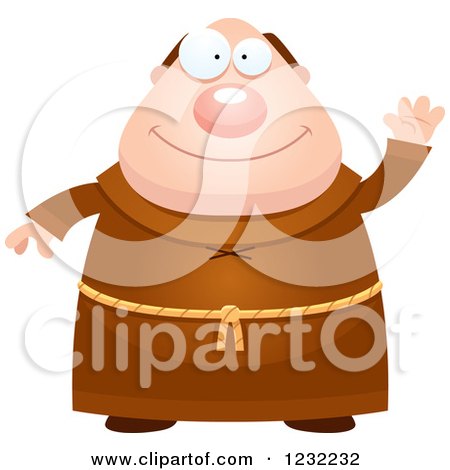 Clipart of a Friendly Waving Monk - Royalty Free Vector Illustration by Cory Thoman