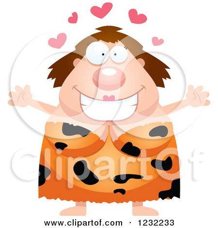 Clipart of a Loving Cavewoman Wanting a Hug - Royalty Free Vector Illustration by Cory Thoman