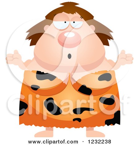 Clipart of a Careless Shrugging Cavewoman - Royalty Free Vector Illustration by Cory Thoman