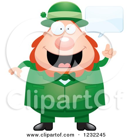 Clipart of a Talking St Patricks Day Leprechaun - Royalty Free Vector Illustration by Cory Thoman
