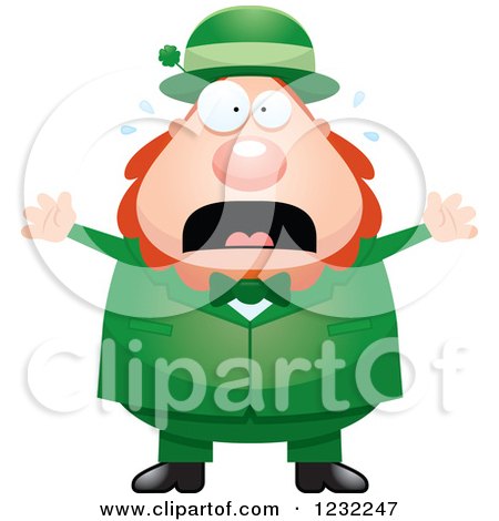 Clipart of a Scared Screaming St Patricks Day Leprechaun - Royalty Free Vector Illustration by Cory Thoman