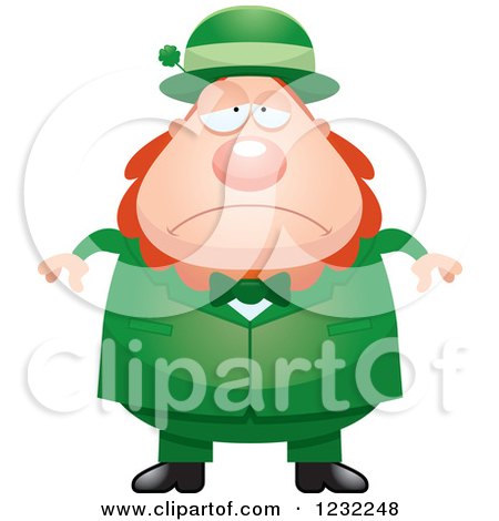 Clipart of a Depressed St Patricks Day Leprechaun - Royalty Free Vector Illustration by Cory Thoman