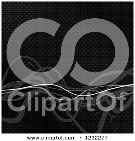 Clipart of a Carbon Fiber Textured Backgroudn with Waves - Royalty Free Illustration by Arena Creative