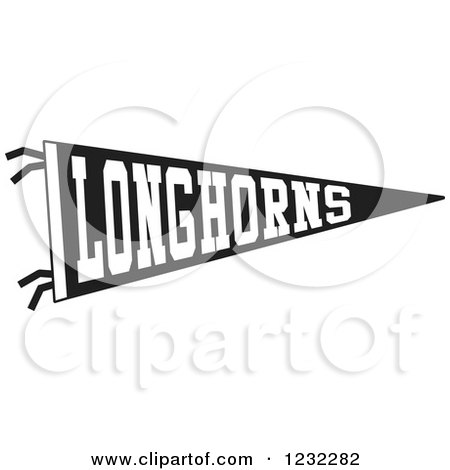 Clipart of a Black and White Longhorns Team Pennant Flag - Royalty Free Vector Illustration by Johnny Sajem