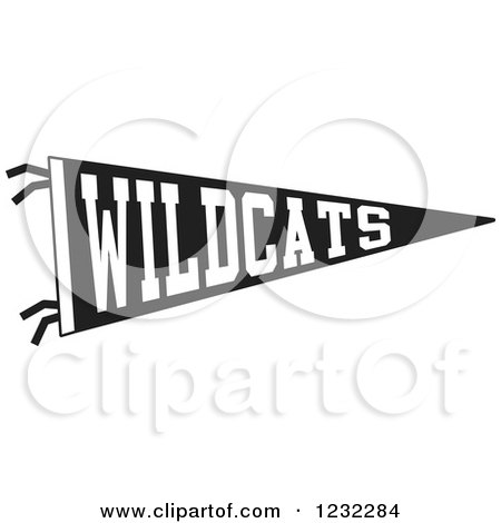 Clipart of a Black and White Wildcats Team Pennant Flag - Royalty Free Vector Illustration by Johnny Sajem