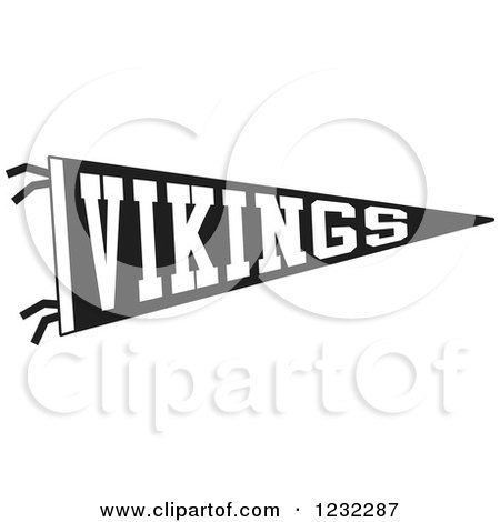Clipart of a Black and White Vikings Team Pennant Flag - Royalty Free Vector Illustration by Johnny Sajem