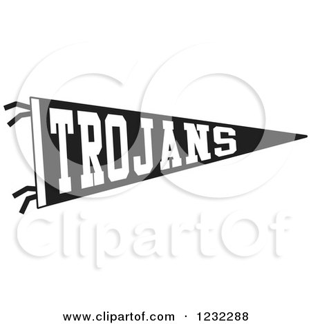 Clipart of a Black and White Trojans Team Pennant Flag - Royalty Free Vector Illustration by Johnny Sajem