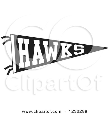 Clipart of a Black and White Hawks Team Pennant Flag - Royalty Free Vector Illustration by Johnny Sajem