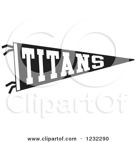 Clipart of a Black and White Titans Team Pennant Flag - Royalty Free Vector Illustration by Johnny Sajem