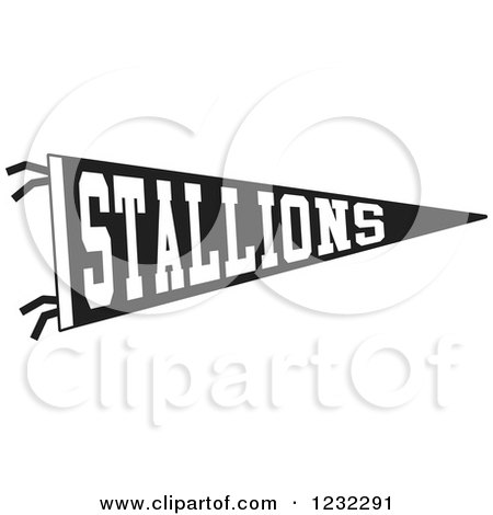 Clipart of a Black and White Stallions Team Pennant Flag - Royalty Free Vector Illustration by Johnny Sajem