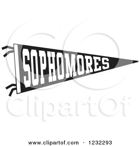 Clipart of a Black and White Sophmores Team Pennant Flag - Royalty Free Vector Illustration by Johnny Sajem