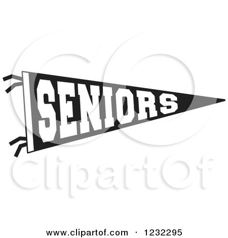 Clipart of a Black and White Seniors Team Pennant Flag - Royalty Free Vector Illustration by Johnny Sajem
