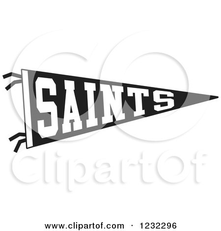 Clipart of a Black and White Saints Team Pennant Flag - Royalty Free Vector Illustration by Johnny Sajem