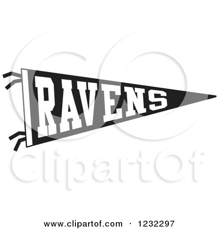 Clipart of a Black and White Ravens Team Pennant Flag - Royalty Free Vector Illustration by Johnny Sajem