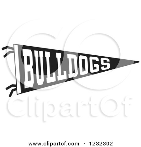 Clipart of a Black and White Bulldogs Team Pennant Flag - Royalty Free Vector Illustration by Johnny Sajem