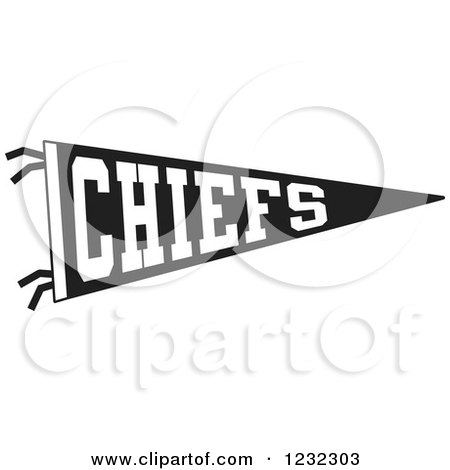 Clipart of a Black and White Chiefs Team Pennant Flag - Royalty Free Vector Illustration by Johnny Sajem