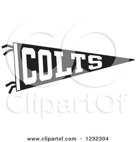 Clipart of a Black and White Colts Team Pennant Flag - Royalty Free Vector Illustration by Johnny Sajem