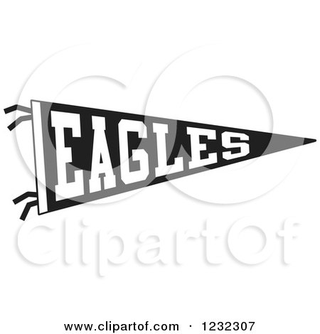 Clipart of a Black and White Eagles Team Pennant Flag - Royalty Free Vector Illustration by Johnny Sajem