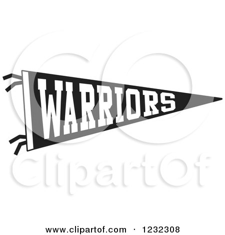 Clipart of a Black and White Warriors Team Pennant Flag - Royalty Free Vector Illustration by Johnny Sajem