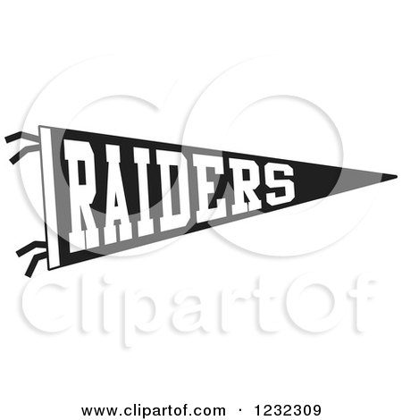 Clipart of a Black and White Raiders Team Pennant Flag - Royalty Free Vector Illustration by Johnny Sajem
