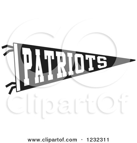 Clipart of a Black and White Patriots Team Pennant Flag - Royalty Free Vector Illustration by Johnny Sajem