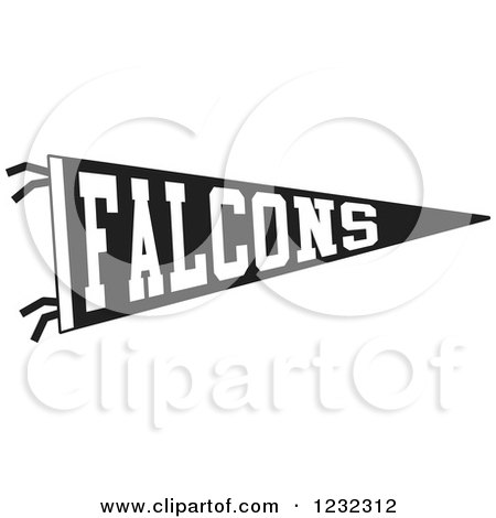 Clipart of a Black and White Falcons Team Pennant Flag - Royalty Free Vector Illustration by Johnny Sajem