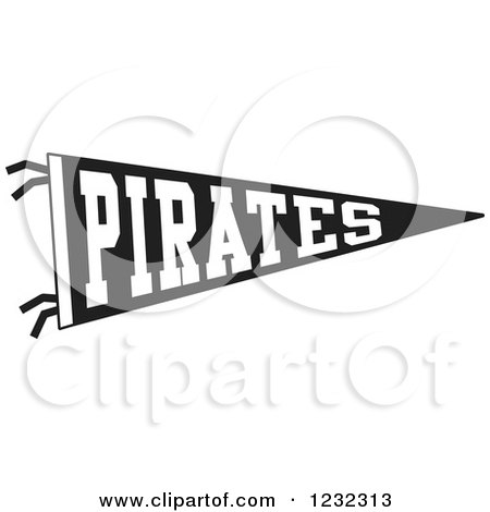 Clipart of a Black and White Pirates Team Pennant Flag - Royalty Free Vector Illustration by Johnny Sajem