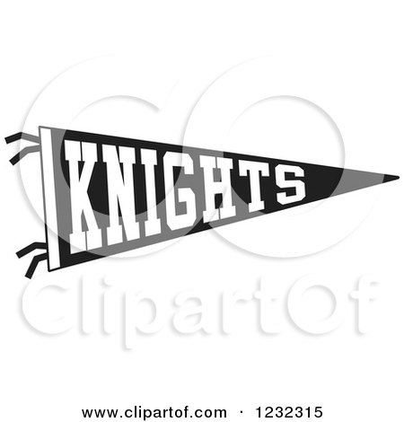 Clipart of a Black and White Knights Team Pennant Flag - Royalty Free Vector Illustration by Johnny Sajem