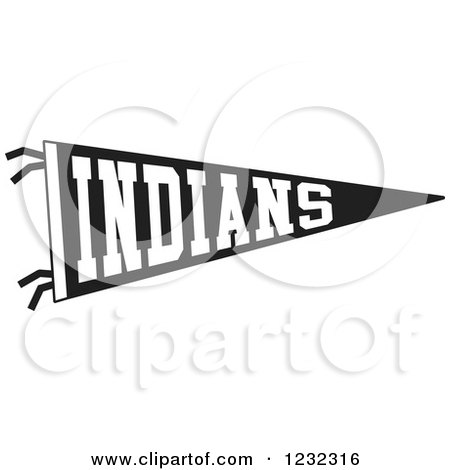 Clipart of a Black and White Indians Team Pennant Flag - Royalty Free Vector Illustration by Johnny Sajem