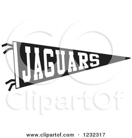 Clipart of a Black and White Jaguars Team Pennant Flag - Royalty Free Vector Illustration by Johnny Sajem