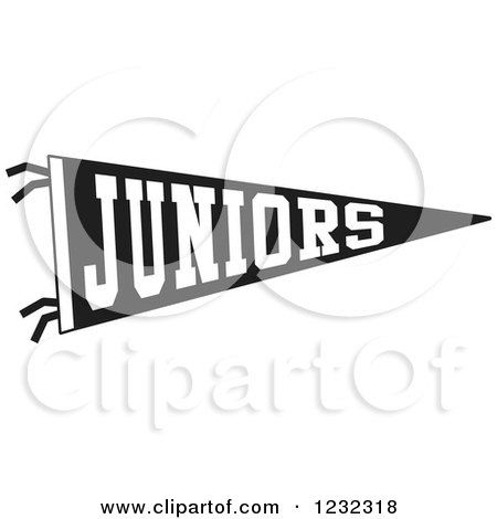Clipart of a Black and White Juniors Team Pennant Flag - Royalty Free Vector Illustration by Johnny Sajem