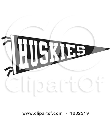 Clipart of a Black and White Huskies Team Pennant Flag - Royalty Free Vector Illustration by Johnny Sajem