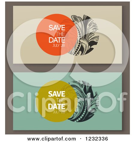 Clipart of Baroque Save the Dates with Sample Text - Royalty Free Vector Illustration by elena