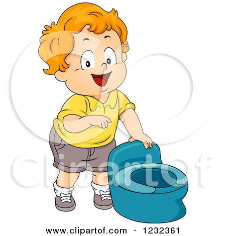 Clipart of a Caucasian Potty Training Toddler Boy Pointing at a Seat - Royalty Free Vector Illustration by BNP Design Studio