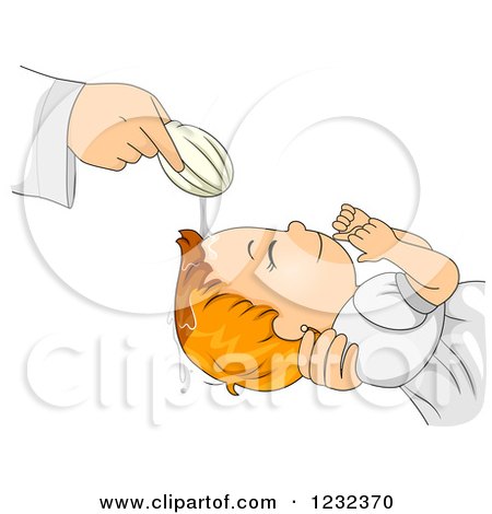 Clipart of a Caucasian Toddler Girl Being Baptized - Royalty Free Vector Illustration by BNP Design Studio