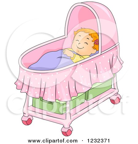 Clipart of a Caucasian Toddler Girl Sleeping in a Bassinet - Royalty Free Vector Illustration by BNP Design Studio